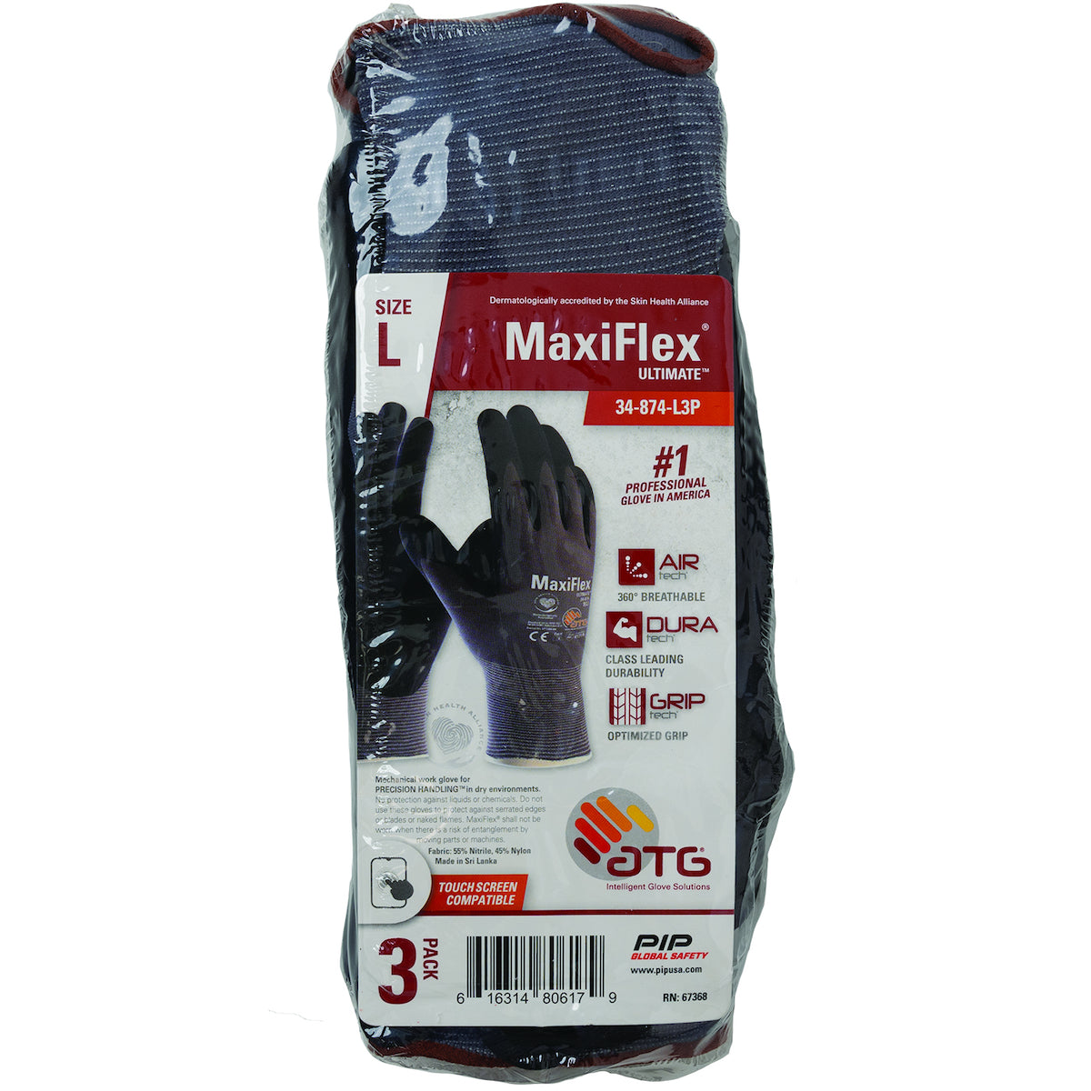 PIP Seamless Knit Nylon/Elastane Glove with Nitrile Coated MicroFoam Grip on Palm & Fingers - 3-Pair Pack
