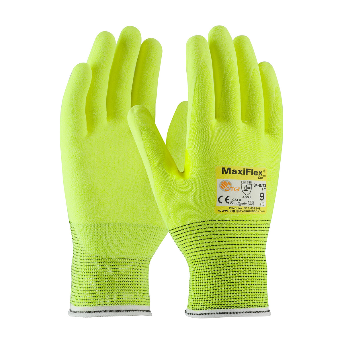 PIP Hi-Vis Seamless Knit A2 Engineered Yarn Glove with Premium Nitrile Coated MicroFoam Grip on Palm &amp; Fingers