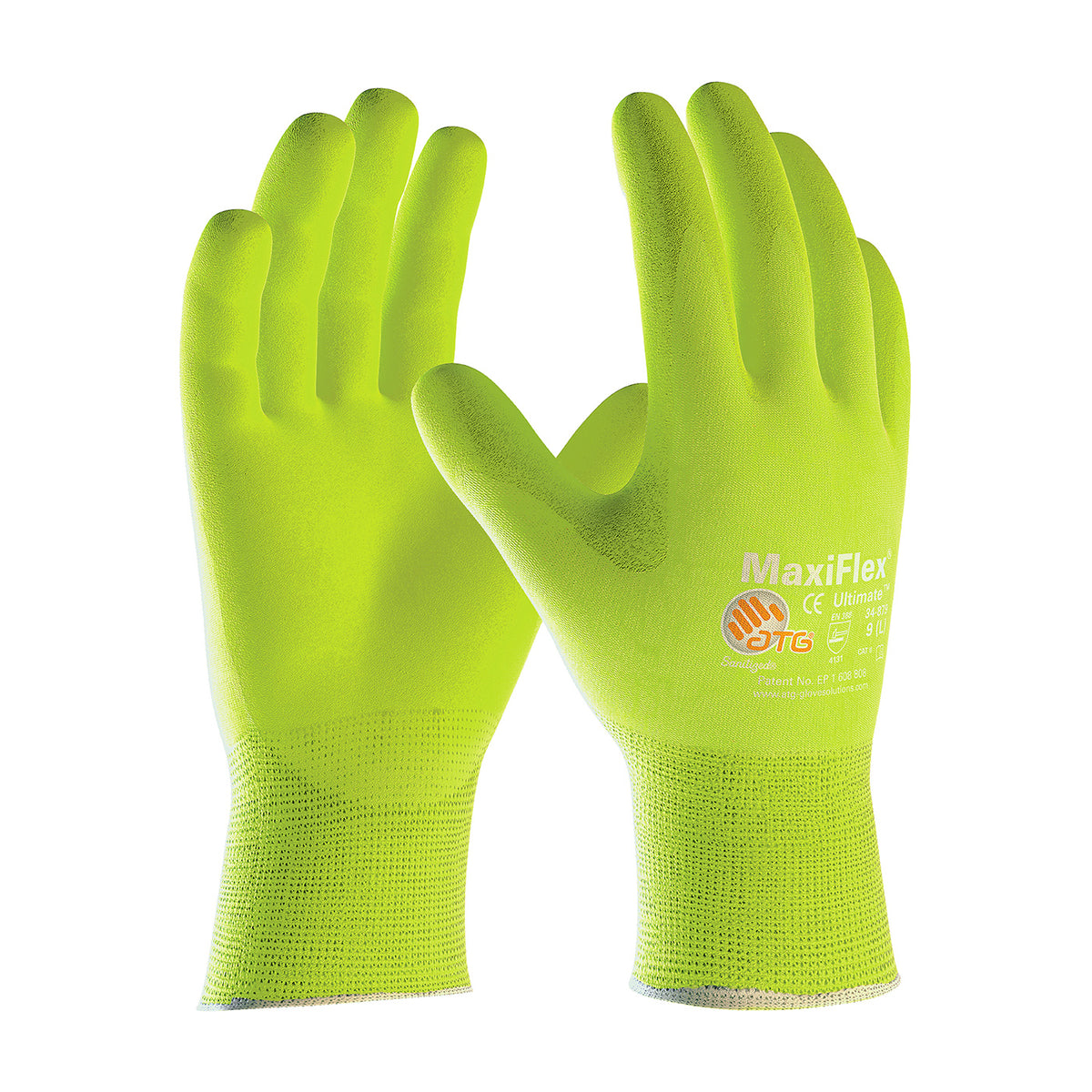 PIP Hi-Vis Seamless Knit Nylon/Elastane Glove with Nitrile Coated MicroFoam Grip on Palm &amp; Fingers - Touchscreen