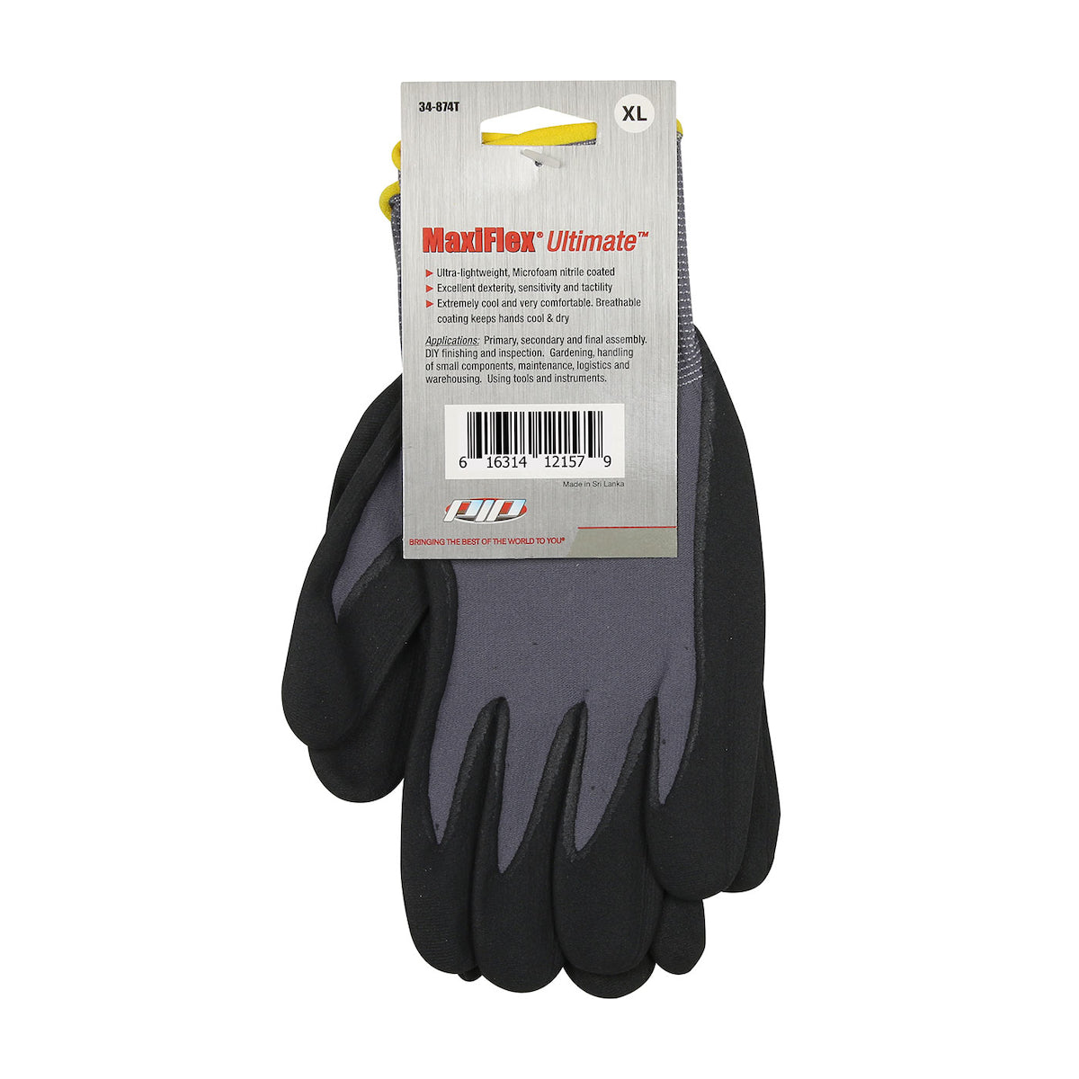 PIP Seamless Knit Nylon/Elastane Glove with Nitrile Coated MicroFoam Grip on Palm &amp; Fingers - Hang Tagged