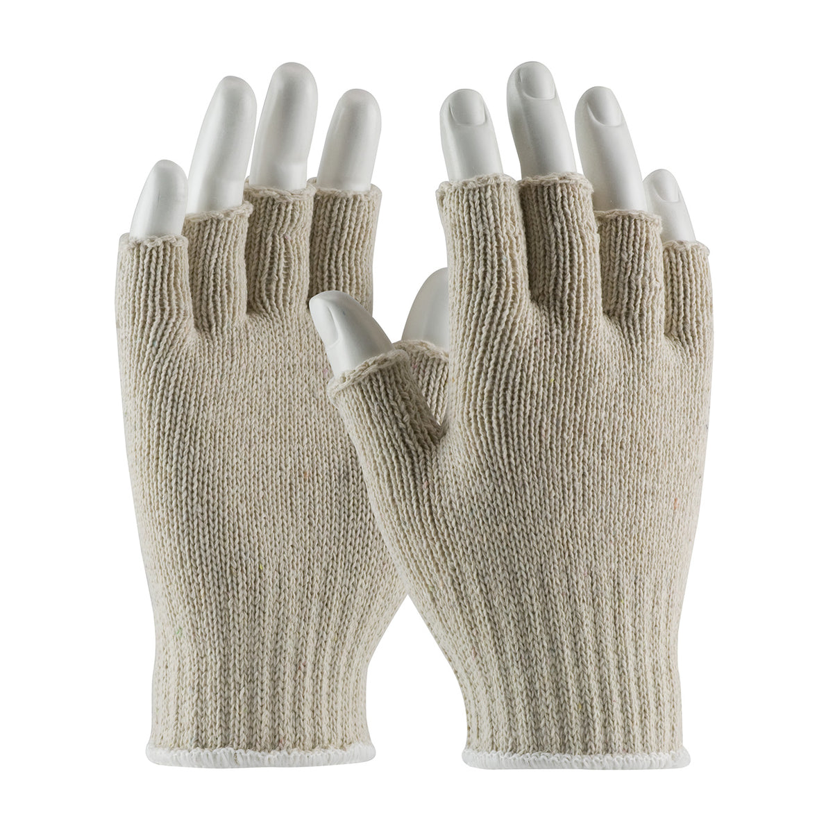 PIP Medium Weight Seamless Knit Cotton/Polyester Glove - Natural with Half-Finger