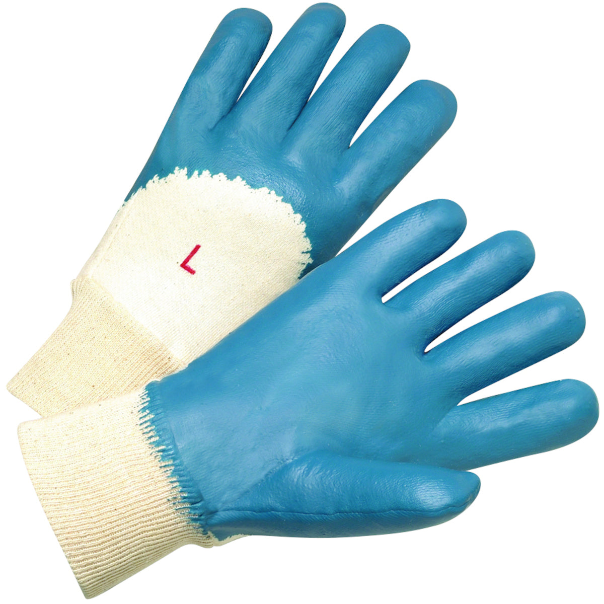 PIP Nitrile Dipped Glove with Interlock Liner and Smooth Finish on Palm, Fingers &amp; Knuckles - Knit Wrist