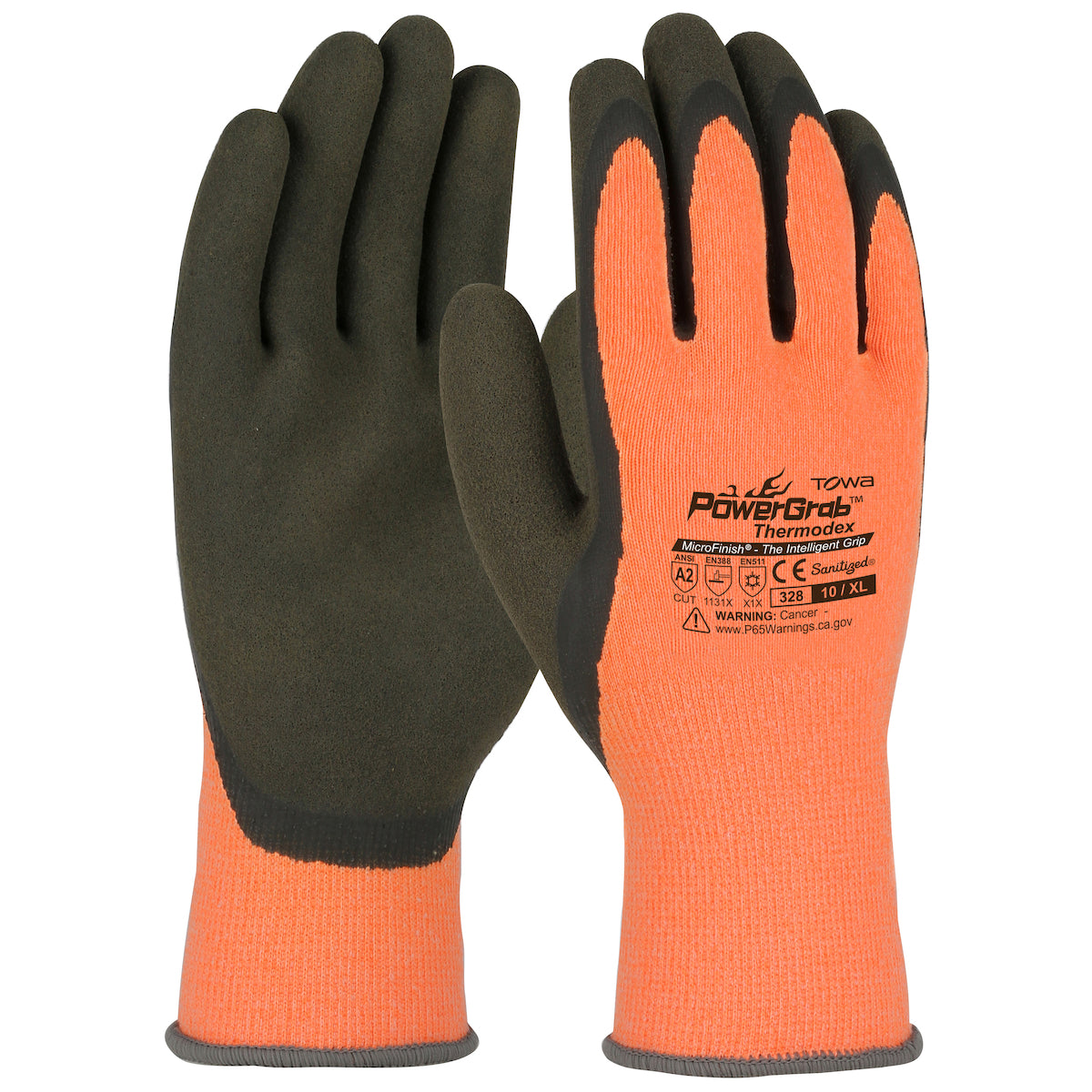 Towa Hi-Vis Seamless Knit Glove with Latex MicroFinish Grip on Palm & Fingers