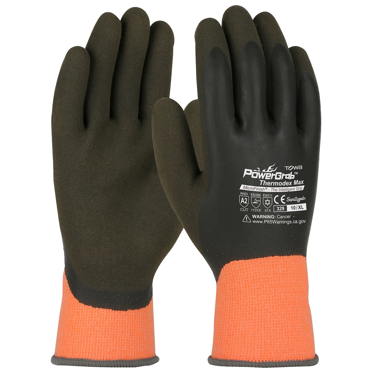 Towa Hi-Vis Seamless Knit Glove with Latex MicroFinish Grip on Full Hand