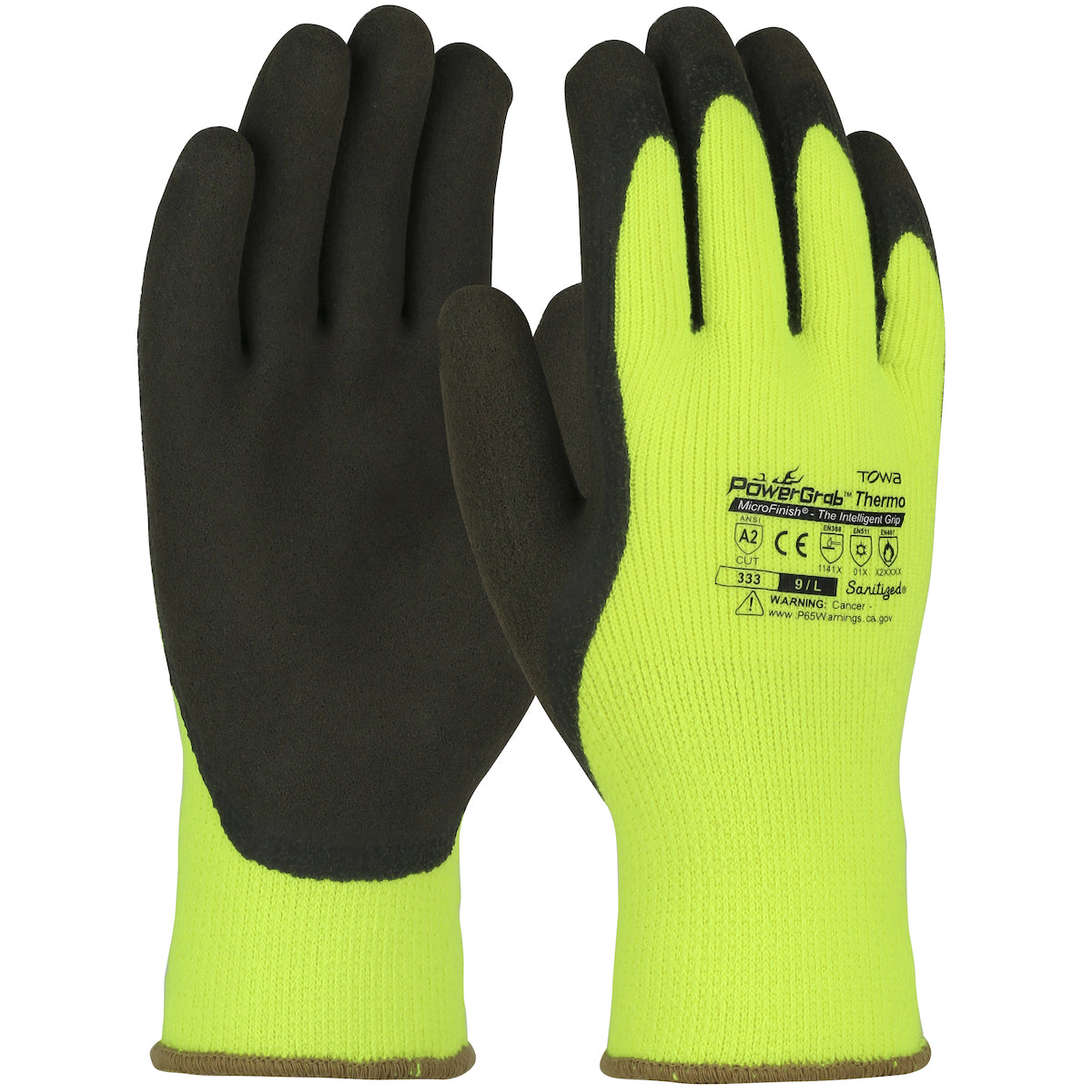 Towa Hi-Vis Seamless Knit Acrylic Terry Glove with Latex MicroFinish Grip on Palm &amp; Fingers