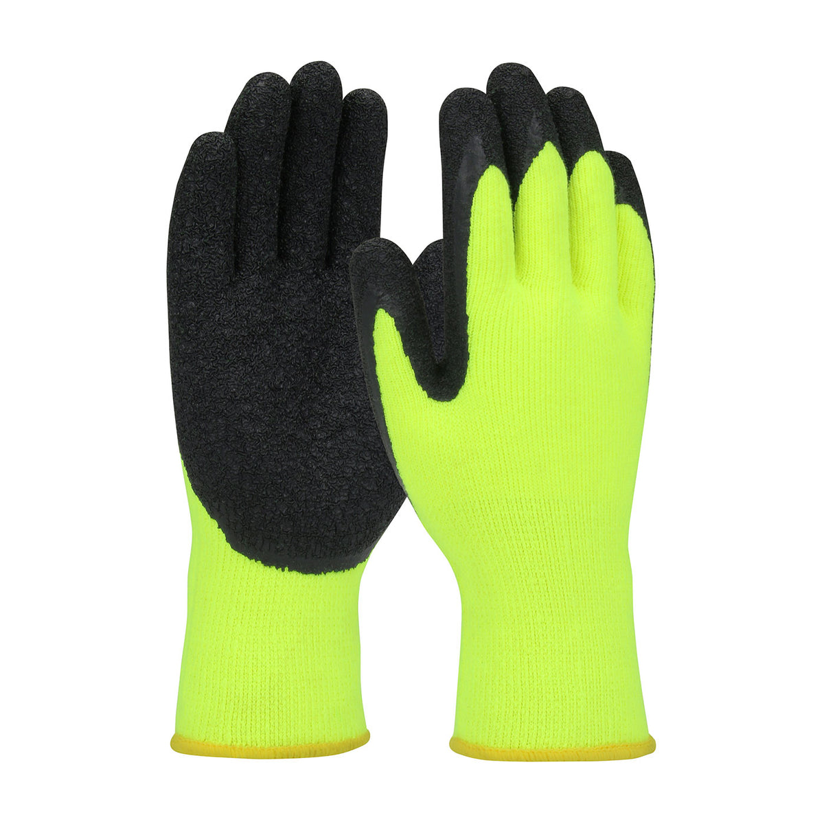 PIP Economy Hi-Vis Seamless Knit Acrylic Glove with Latex Coated Crinkle Grip on Palm & Fingers