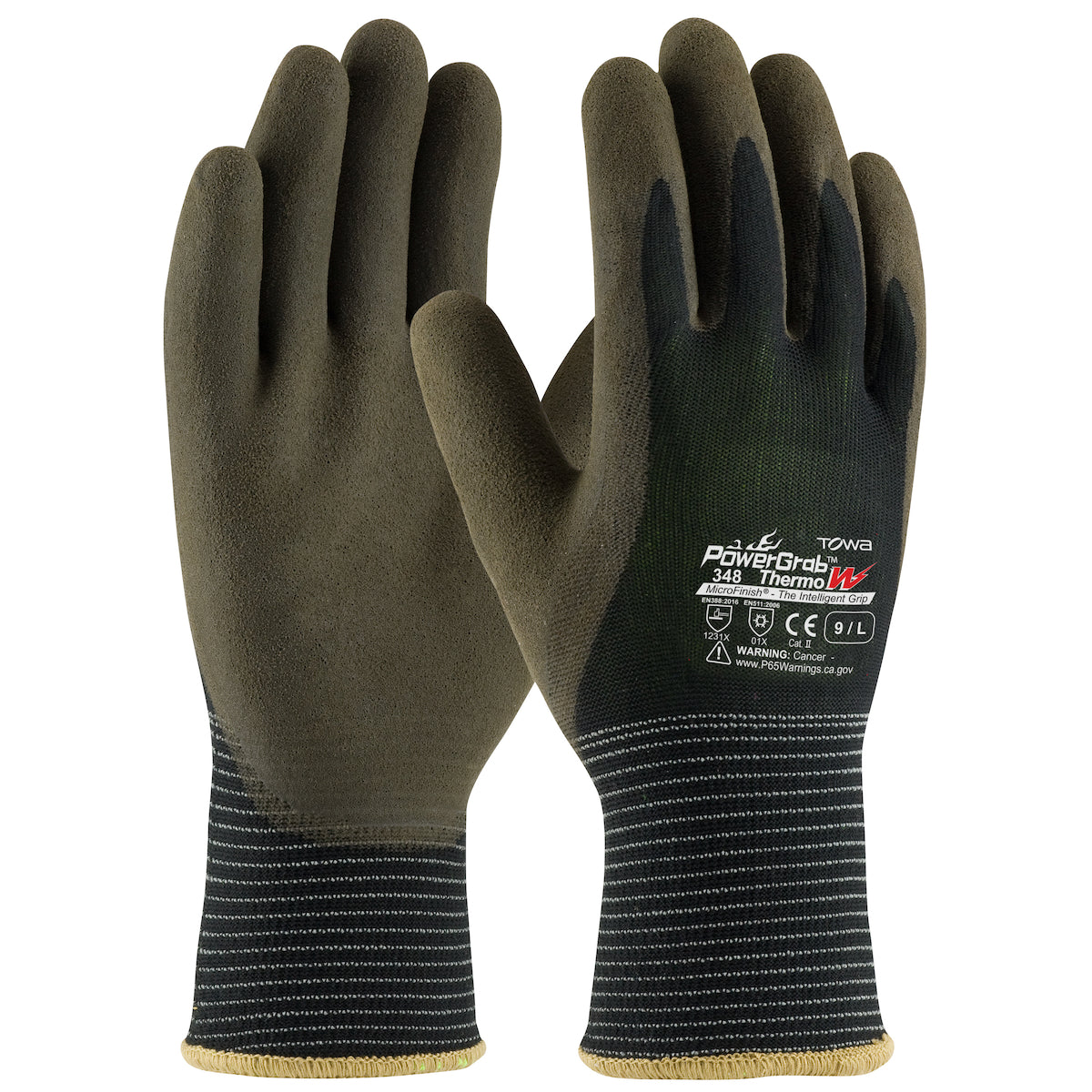 Towa Seamless Knit Polyester Glove with Acrylic Liner and Latex MicroFinish Grip on Palm & Fingers