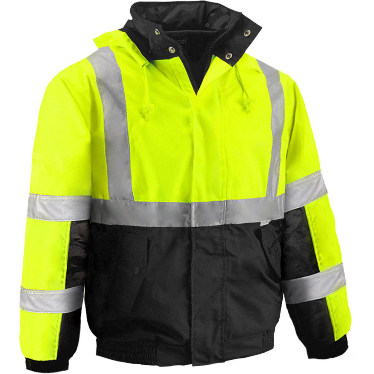 Reflective Apparel ANSI Type R Class 3 Waterproof Bomber Jacket with Fleece Lining