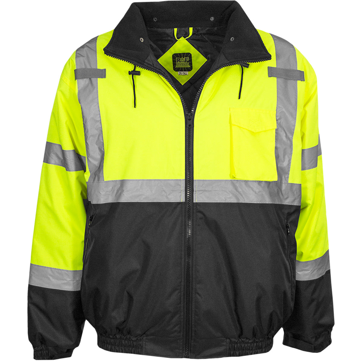 Reflective Apparel ANSI Type R Class 3 Waterproof Bomber Jacket with Quilted Fleece Liner