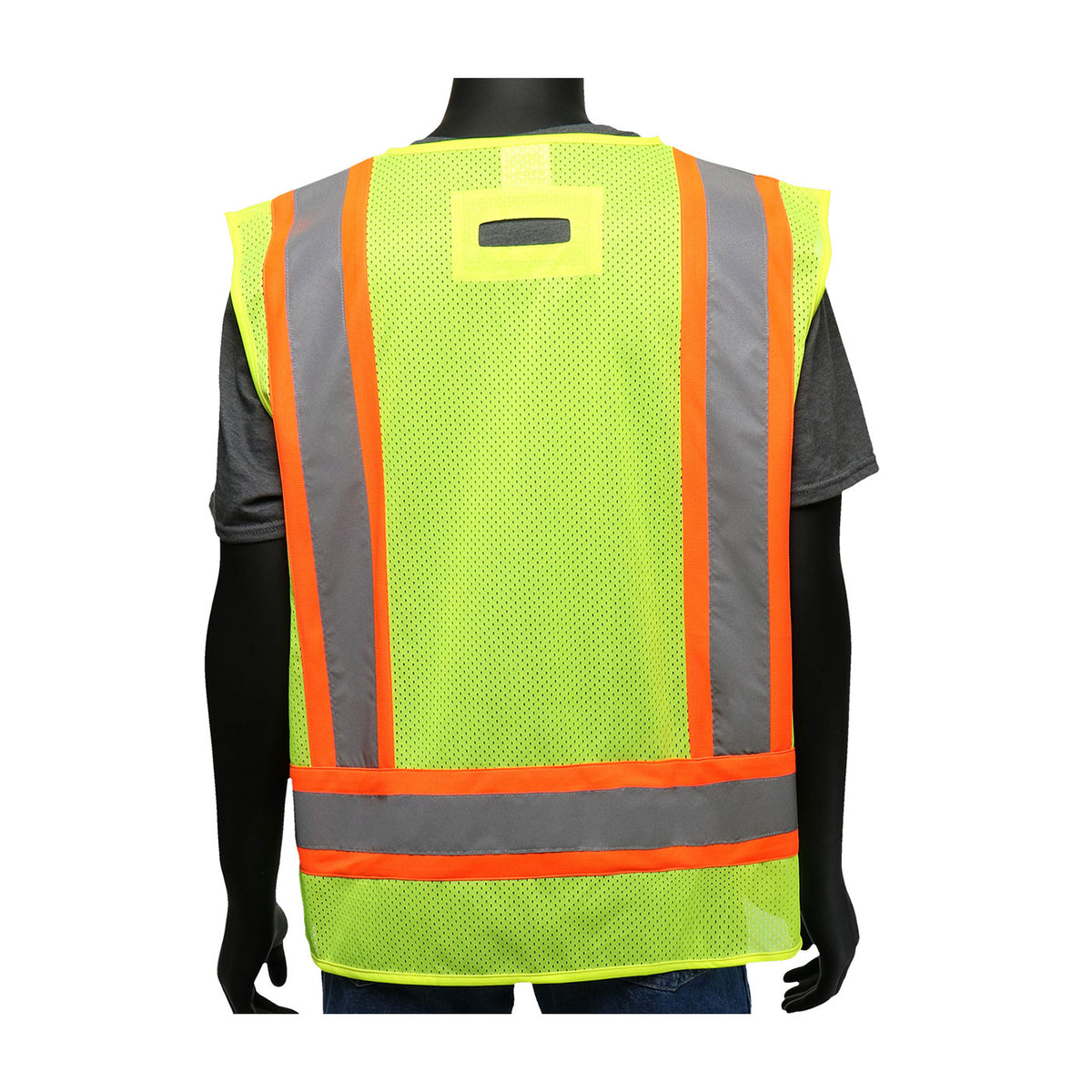 ANSI Type R Class 2 Two-Tone Mesh Vest with Solid Front/Mesh Back and "D" Ring Access
