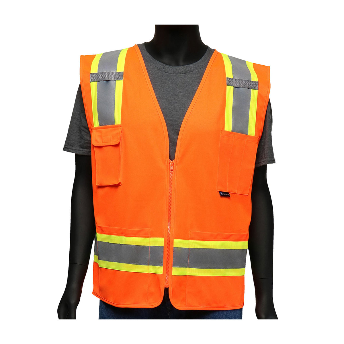 ANSI Type R Class 2 Two-Tone Mesh Vest with Solid Front/Mesh Back and "D" Ring Access (47216)