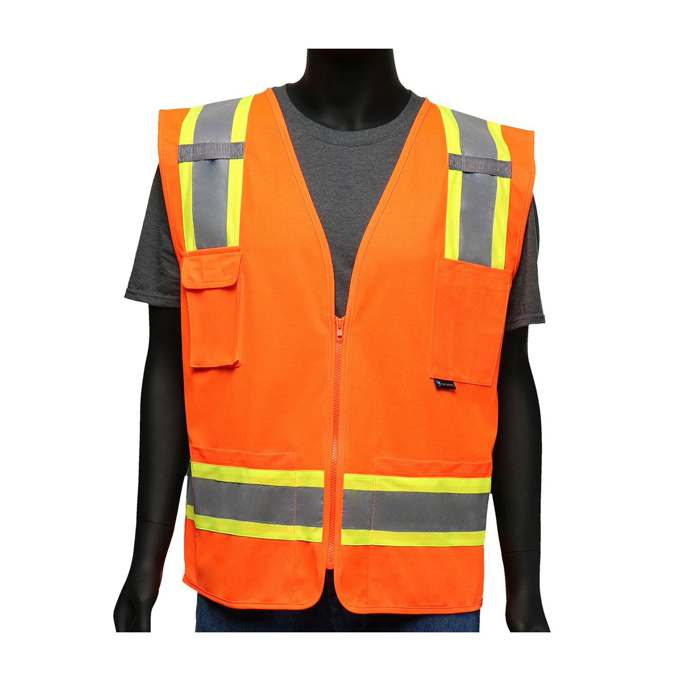 ANSI Type R Class 2 Two-Tone Mesh Vest with Solid Front/Mesh Back and "D" Ring Access (47216)