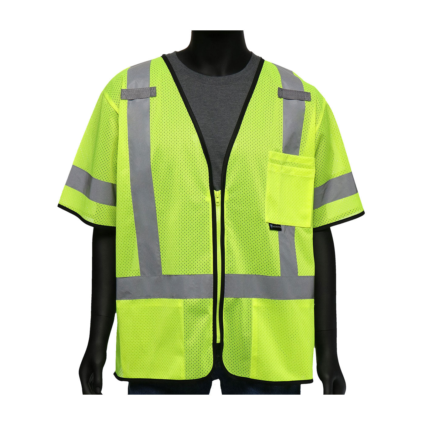 ANSI Type R Class 3 Three Pocket Zipper Mesh Vest
