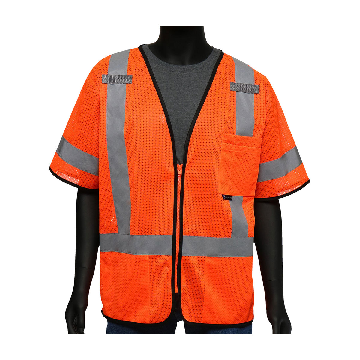 ANSI Type R Class 3 Three Pocket Zipper Mesh Vest (47303)