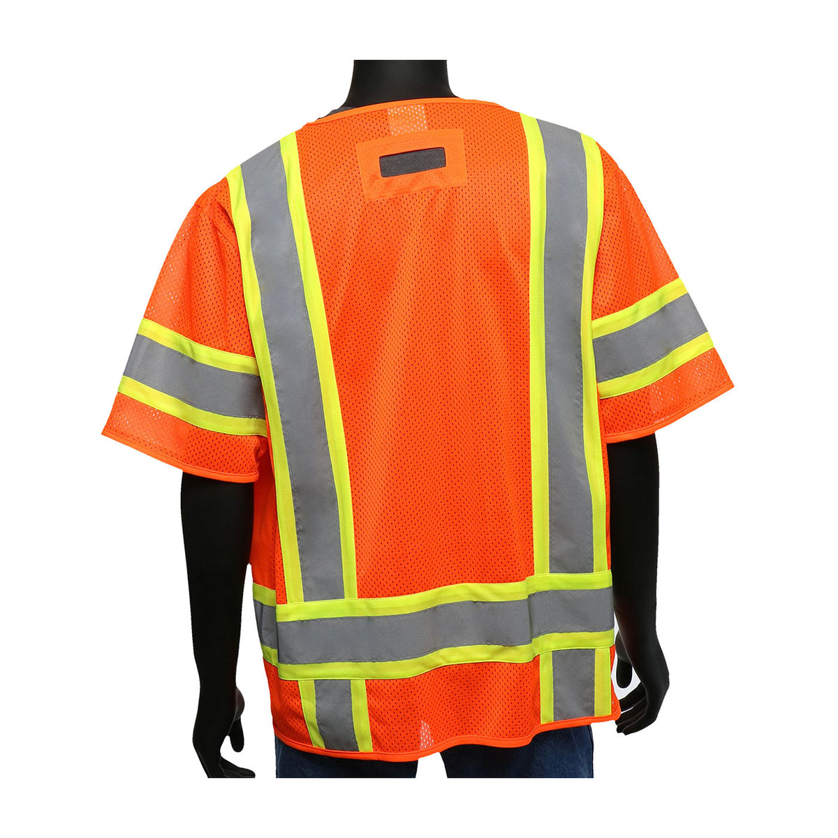 ANSI Type R Class 3 Two-Tone Surveyor Six Pocket Solid Front/Mesh Back Vest