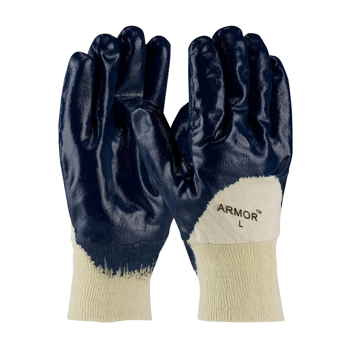 PIP Nitrile Dipped Glove with Jersey Liner and Smooth Finish on Palm, Fingers & Knuckles - Knit Wrist