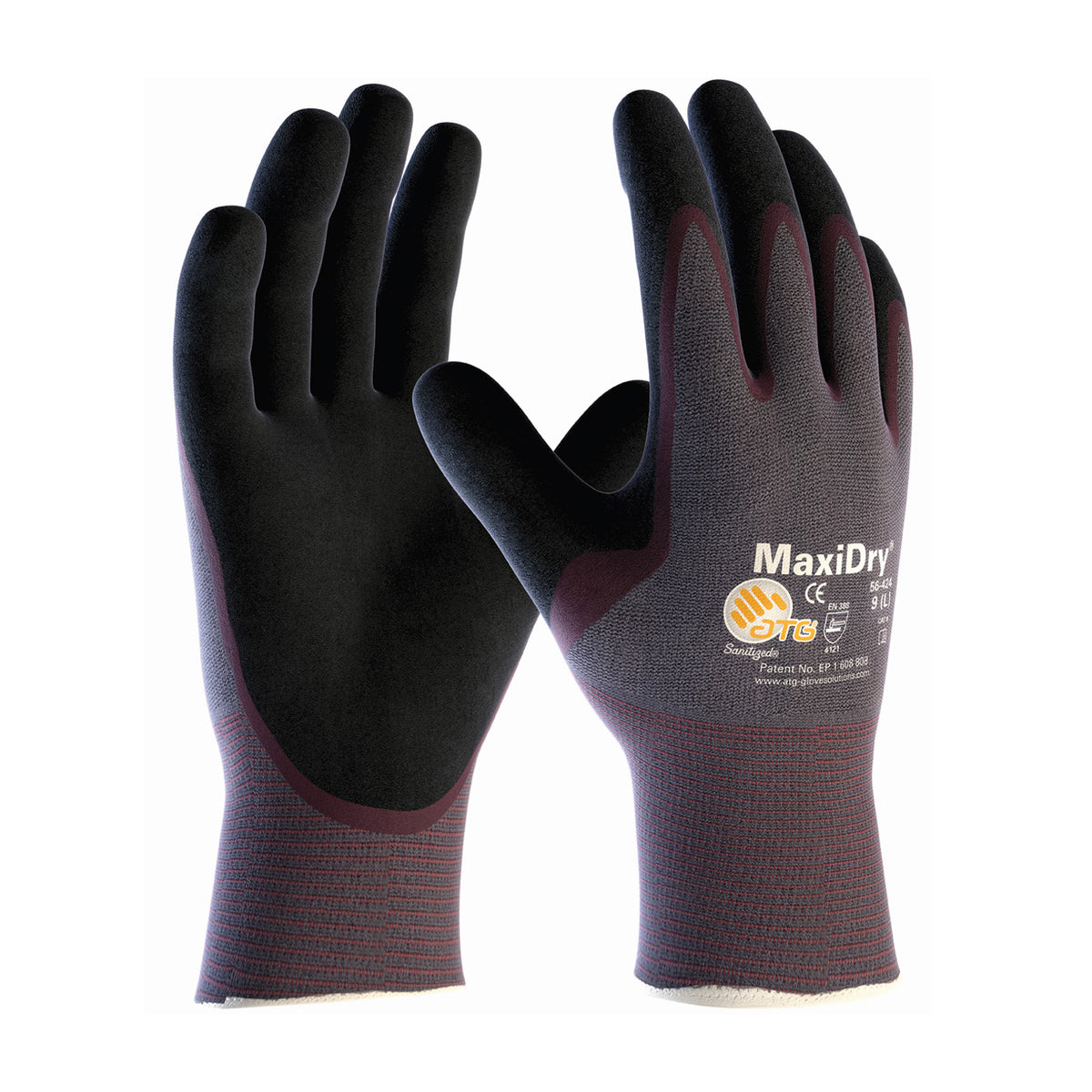 PIP Lightweight Nitrile Glove with Seamless Knit Nylon Liner and Non-Slip MicroFoam Grip on Palm & Fingers - Palm Coated Knit Wrist