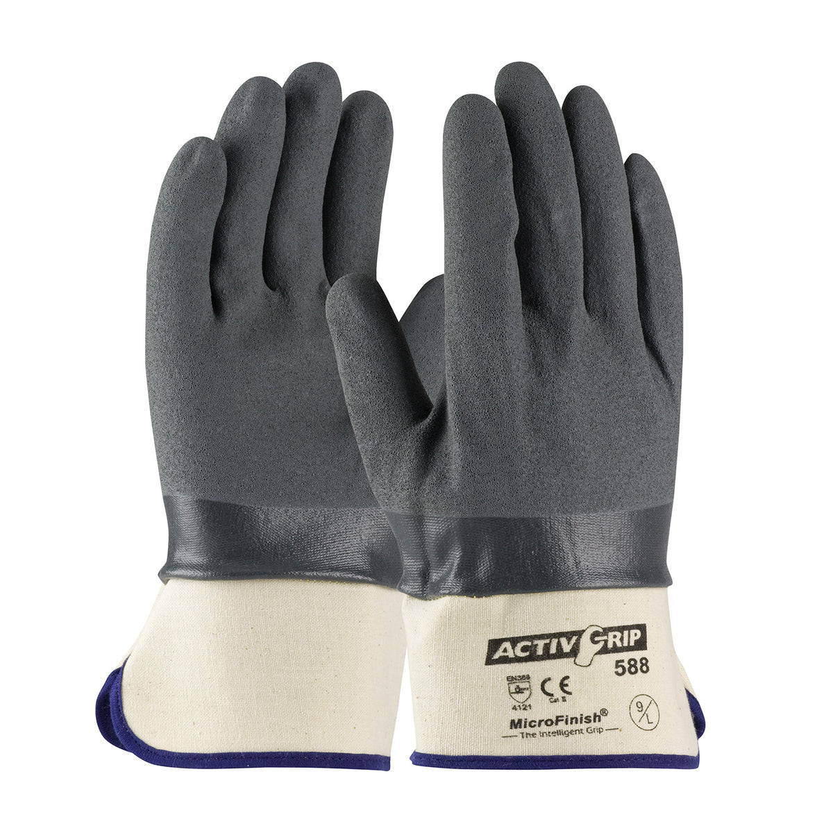 Towa Nitrile Coated Glove with Cotton Liner and MicroFinish Grip - Safety Cuff