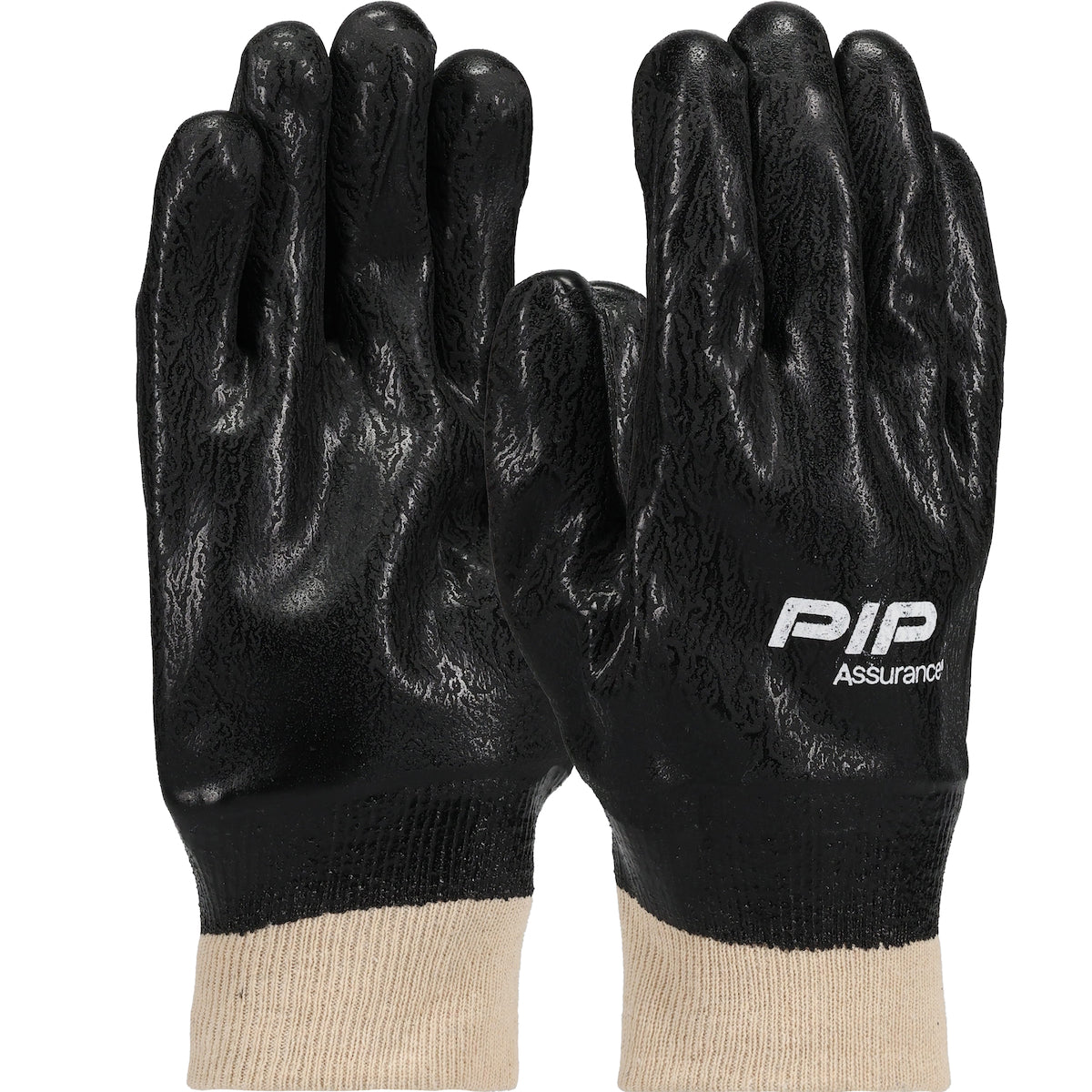 PIP Premium PVC Dipped Glove with Interlock Liner and Rough Sandy Finish - Knit Wrist – MENS