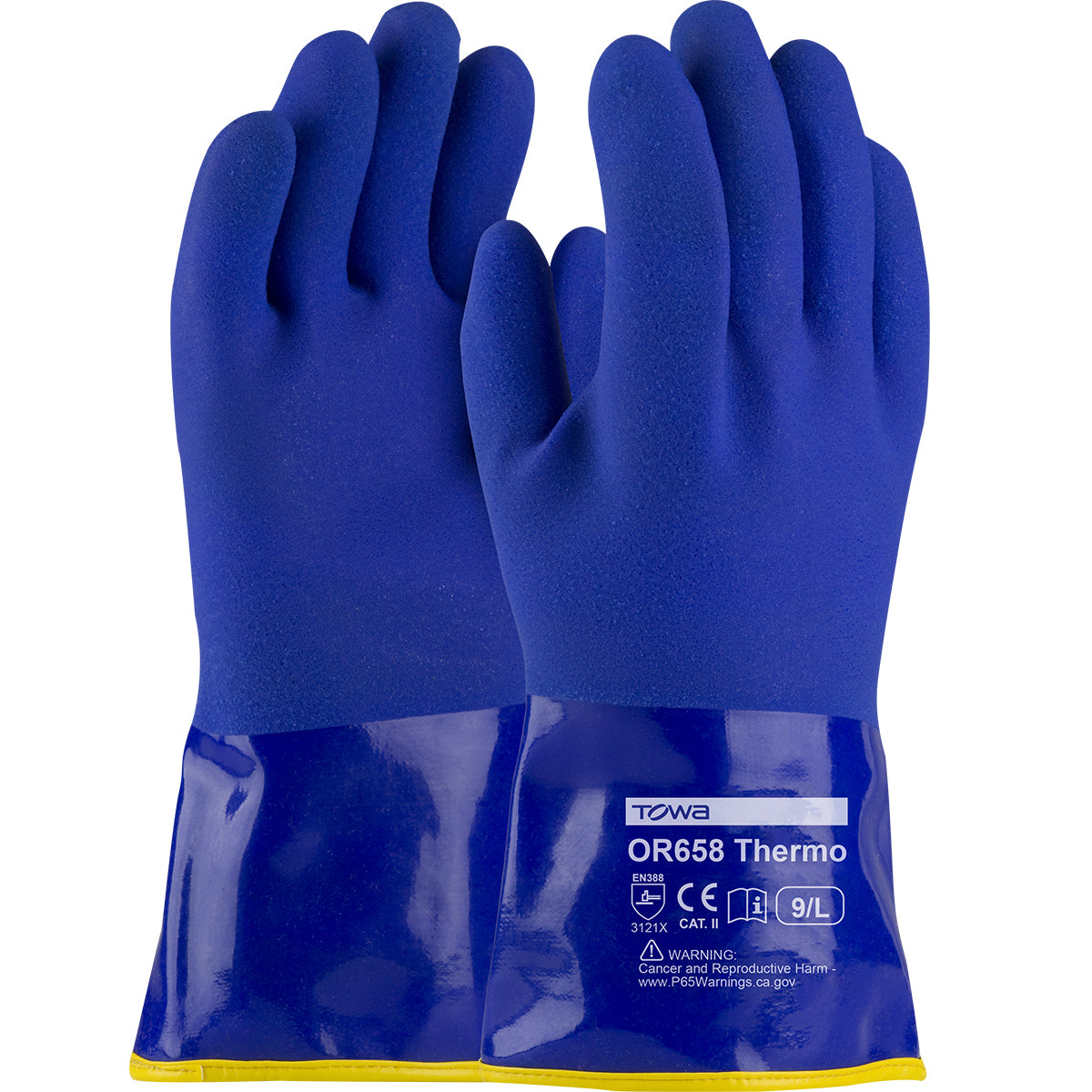 Towa Cold Resistant PVC Glove with Detachable Acrylic Liner and Sandy Coating - Insulated &amp; Waterproof