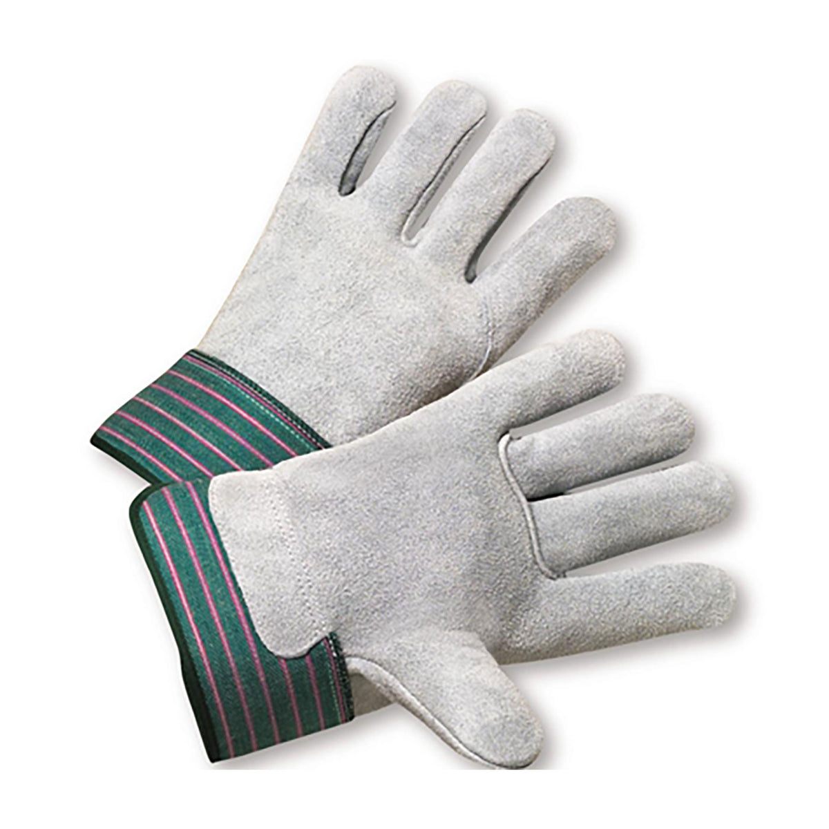 PIP Superior Grade Split Cowhide Leather Palm Glove with Full Leather Back - Rubberized Safety Cuff