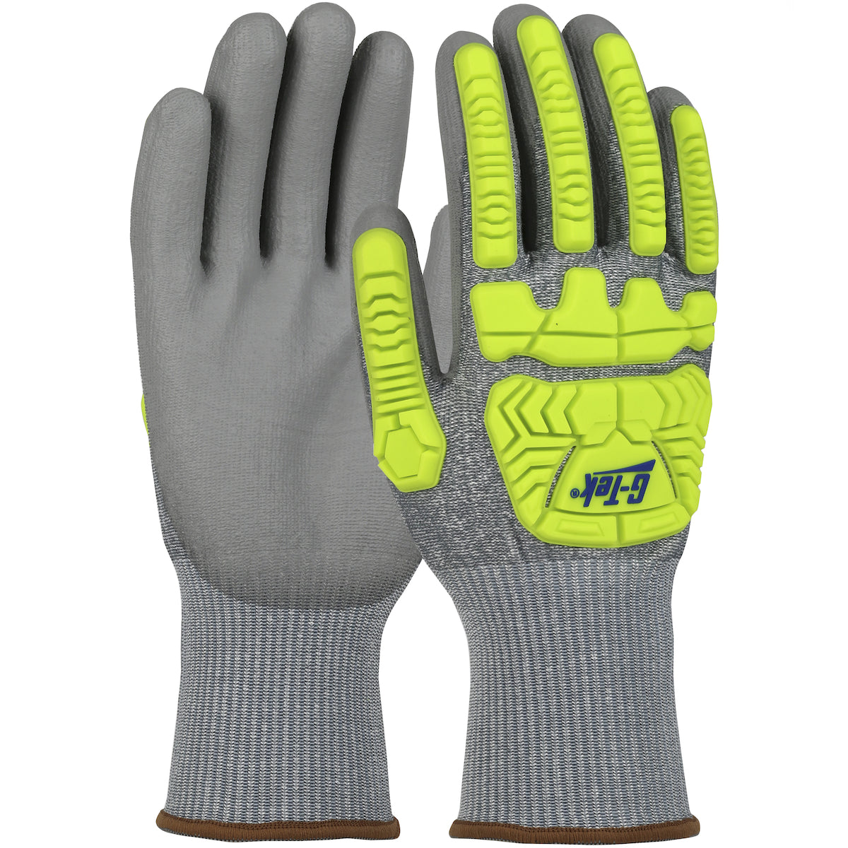PIP Seamless Knit HPPE Blended Glove with Hi-Vis Impact Protection and Polyurethane Coated Palm &amp; Fingers
