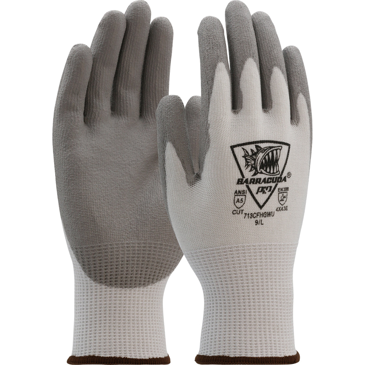 PIP Seamless Knit A5 Polykor Blended Glove with Polyurethane Coated Flat Grip on Palm &amp; Fingers