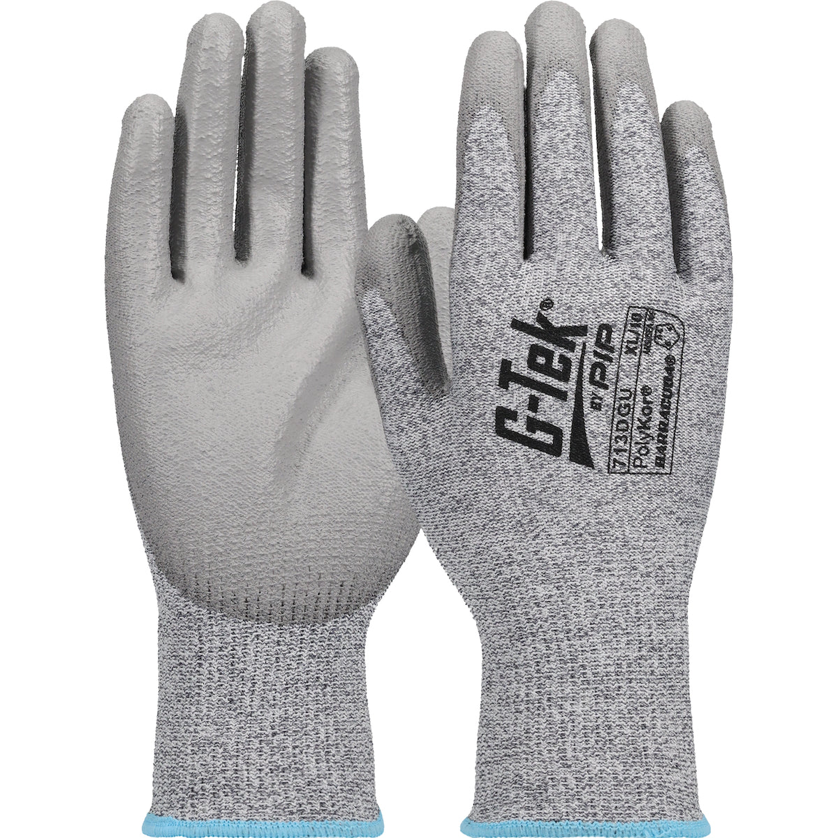 PIP Seamless Knit A4 Polykor Blended Glove with Polyurethane Coated Flat Grip on Palm & Fingers