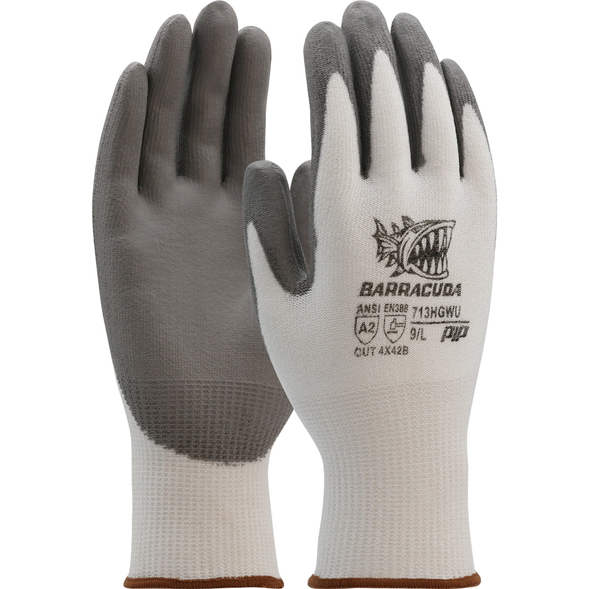 PIP Seamless Knit A2 Polykor Blended Glove with Polyurethane Coated Flat Grip on Palm &amp; Fingers
