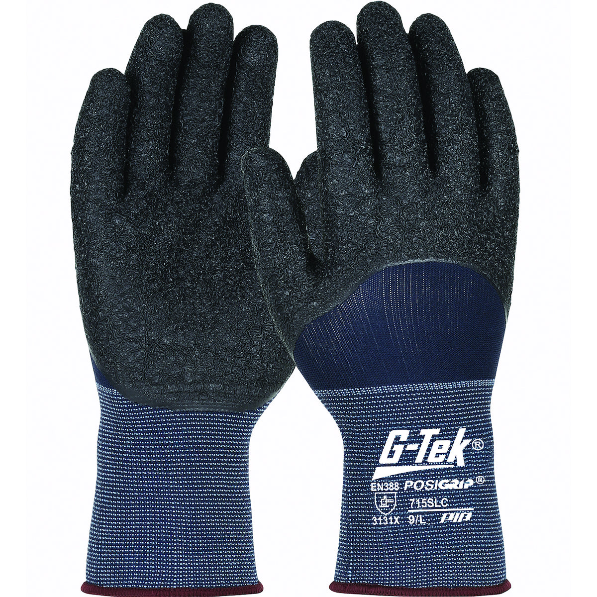 PIP Seamless Knit Nylon Glove with Latex Coated Crinkle Grip on Palm, Fingers &amp; Knuckles - 15 Gauge