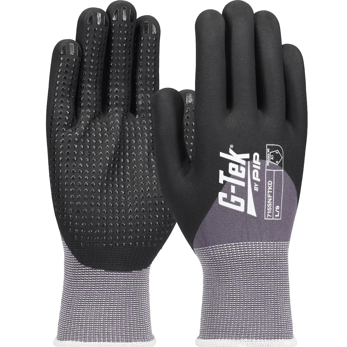 PIP Seamless Knit Nylon/Spandex Glove with Nitrile Coated Foam Grip on Palm, Fingers & Knuckles - Micro Dot Palm - 15 Gauge - Touchscreen