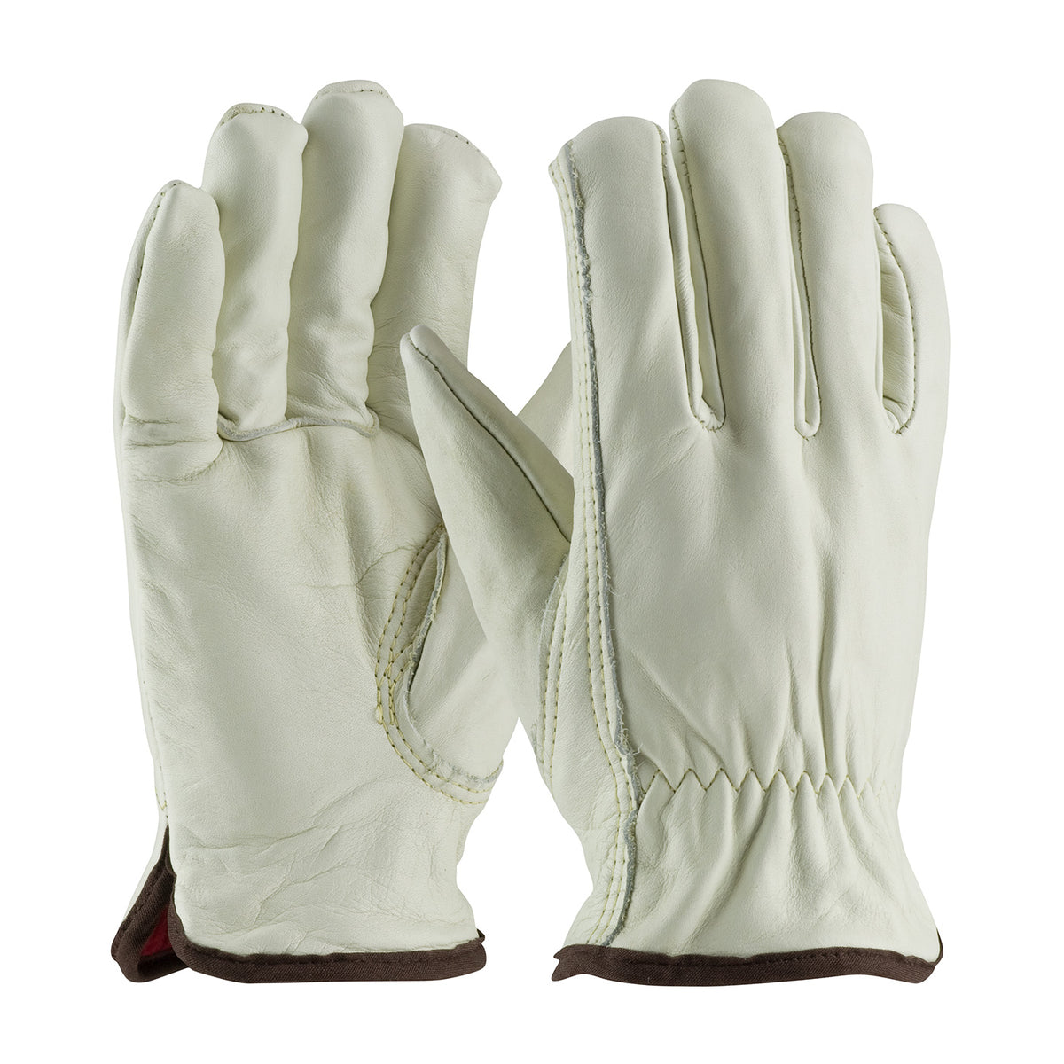 PIP Top Grain Cowhide Leather Drivers Glove with Red Foam Lining - Keystone Thumb