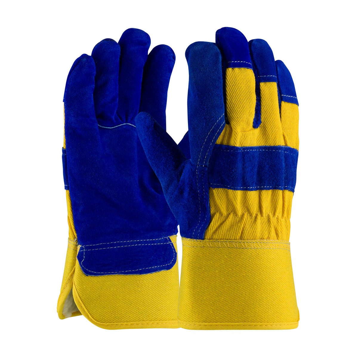 PIP Premium Split Cowhide Leather Palm Glove with Fabric Back and Thick Fleece Pile Lining - Rubberized Safety Cuff