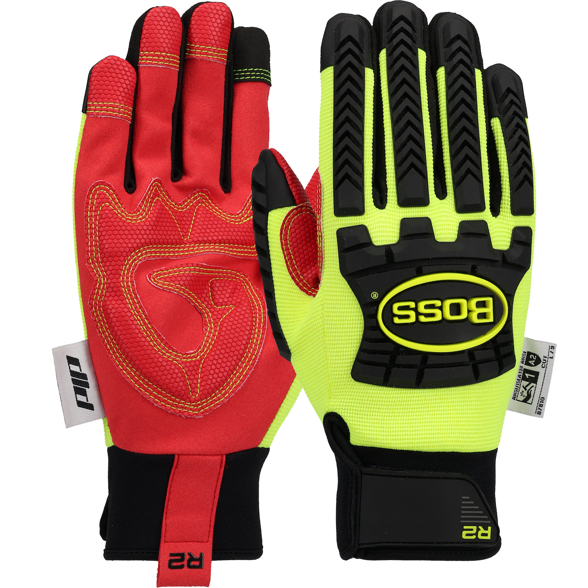 West Chester R2™ Safety Rigger Synthetic Leather Double Palm with Silicone Grip and Fabric Back - TPR Impact Protection
