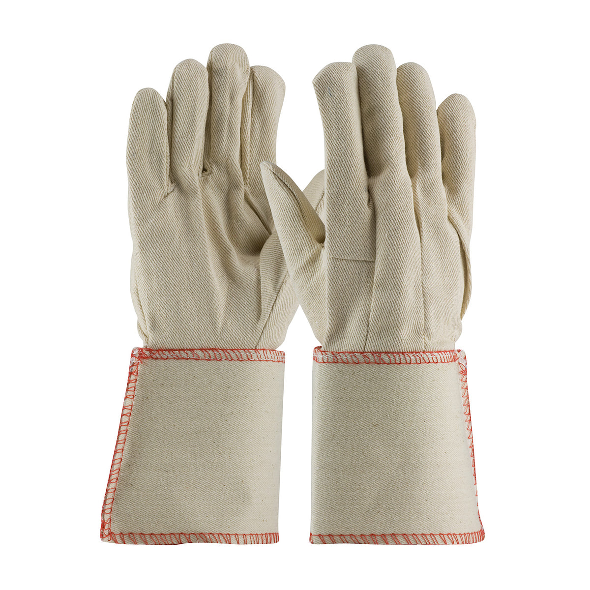 PIP Premium Grade Cotton Canvas Single Palm Glove - Plasticized Gauntlet Cuff – MENS