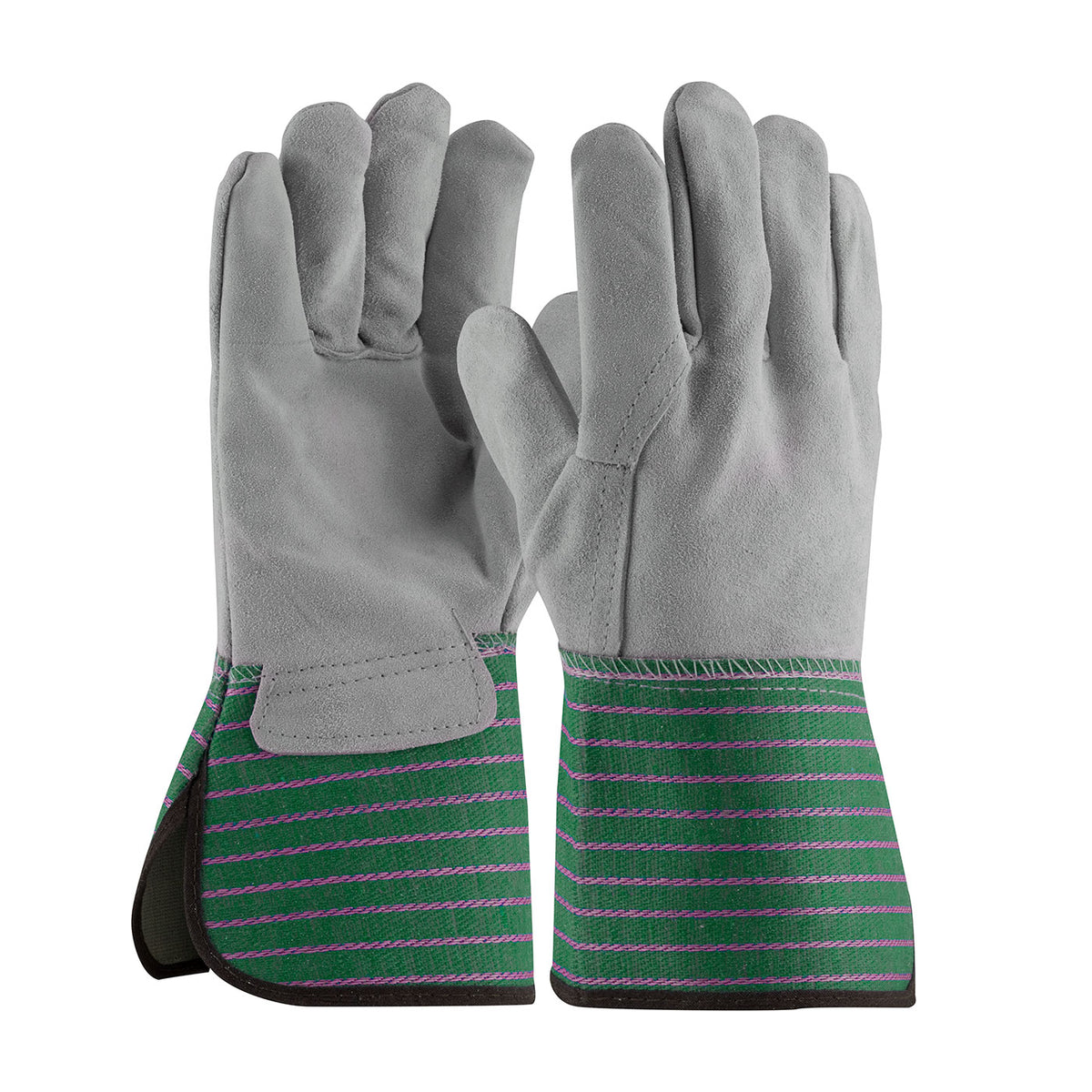 PIP Superior Grade Split Cowhide Leather Palm Glove with Full Leather Back - Rubberized Gauntlet Cuff