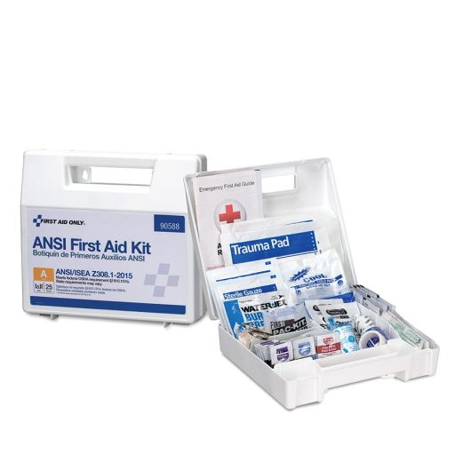 First Aid Only Plastic First Aid Kit, ANSI 2015 Class A, 25 People, 89 Pieces