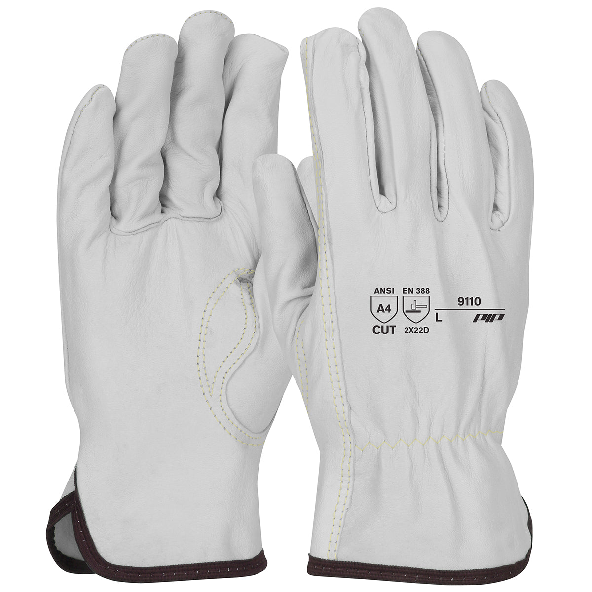 PIP Top Grain Sheepskin Leather Drivers Glove with A4 Aramid Blend Lining - Keystone Thumb