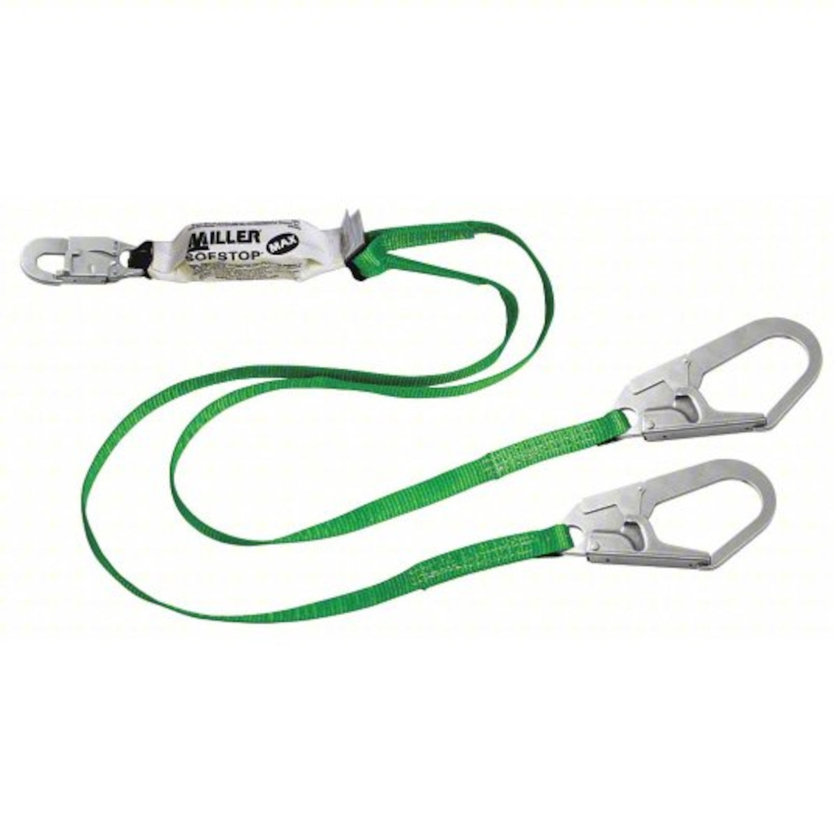 Miller Double Leg Lanyard with SofStop® Double Energy Absorber Pack, Steel Locking Snap Hook and Steel Locking Rebar Hooks – 6'