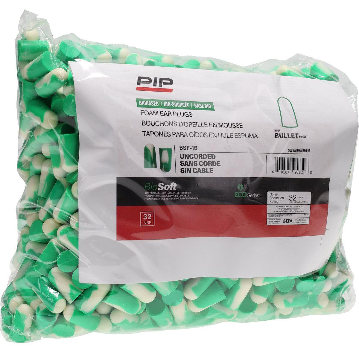 Disposable Bio-Based Foam Ear Plug with BioSoft™ Technology - NRR 32 - Bulk