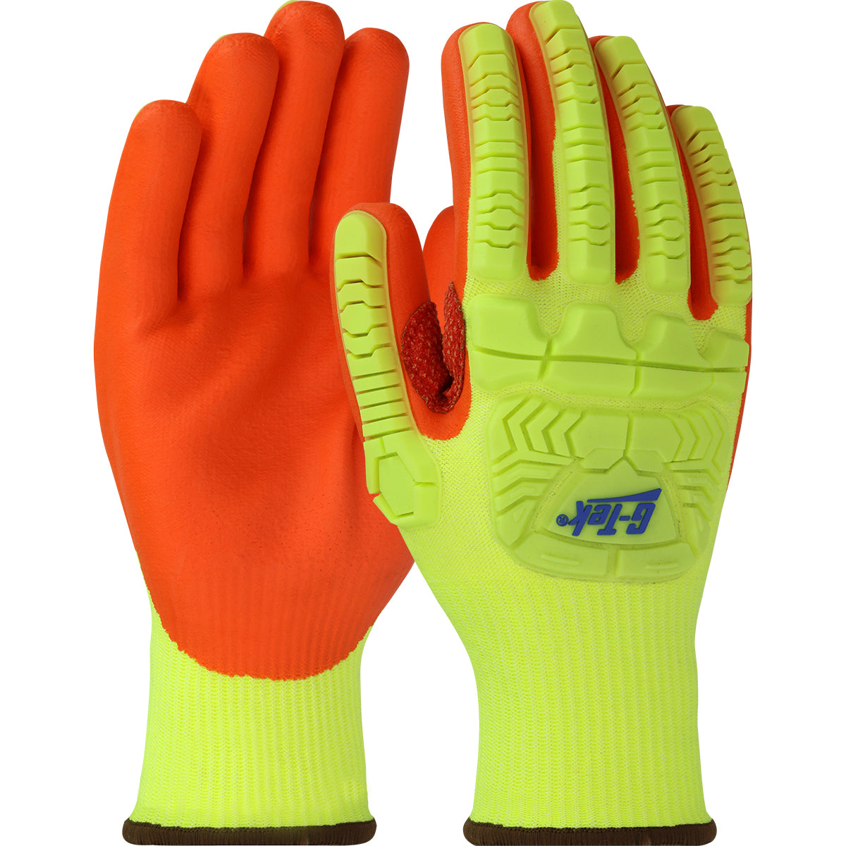 PIP Seamless Knit Polykor Blended Glove with Hi-Vis Impact Protection and Nitrile Foam Coated Palm & Fingers