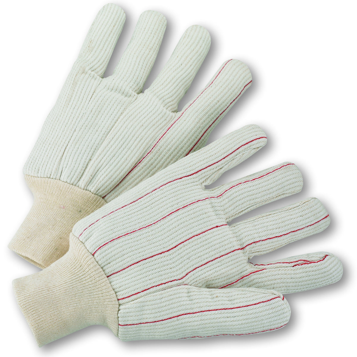 PIP Polyester/Cotton Corded Double Palm Glove with Nap-In Finish - Natural Knit Wrist – L
