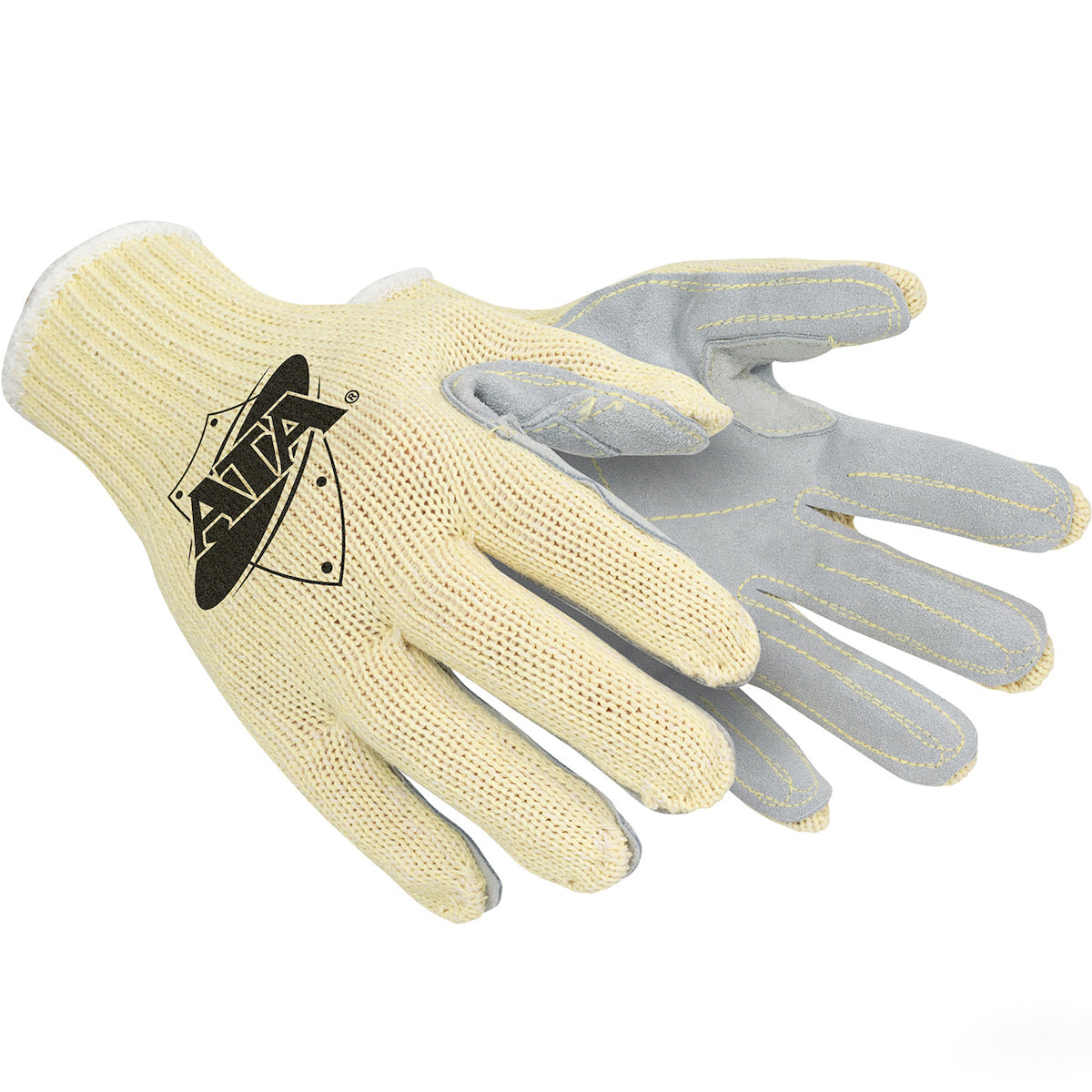 PIP Seamless Knit A6 ATA® Aramid Blend Glove with Split Cowhide Leather Palm - Knit Wrist