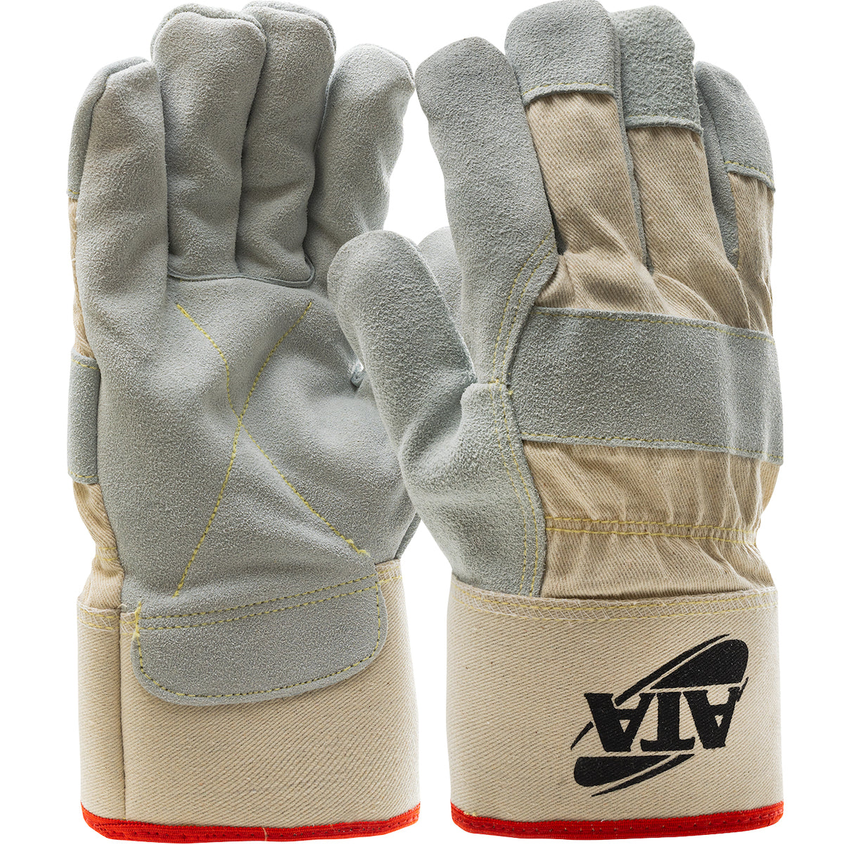PIP Split Cowhide Leather Palm Glove with Canvas Back and A6 ATA® HPPE Blend Lining - Rubberized Safety Cuff