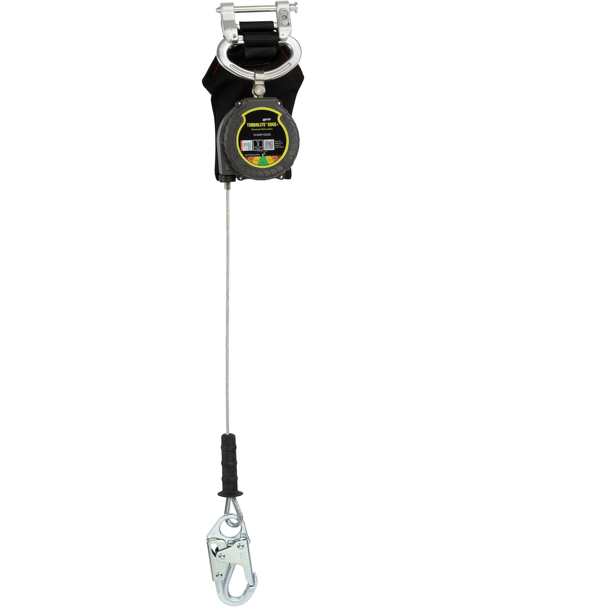 Miller Single Cable Edge Personal Fall Limiter with Aluminum Harness One Pin Connector, Aluminum Locking Snap Hook
