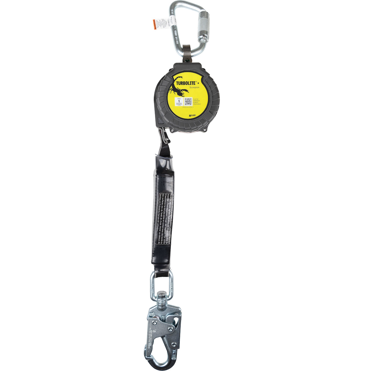 Miller Single Web Personal Fall Limiter with Steel Locking Snap Hook and Stainless Steel Ball Bearing Swivel – 8'