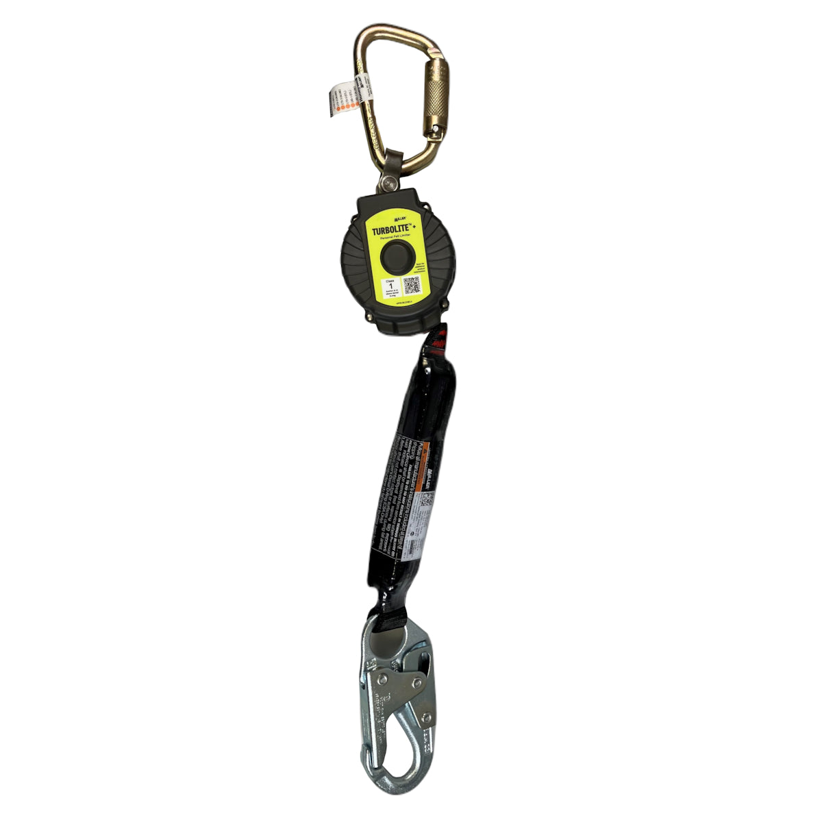 Miller Single Web Personal Fall Limiter with Steel Carabiner and Steel Locking Snap Hook