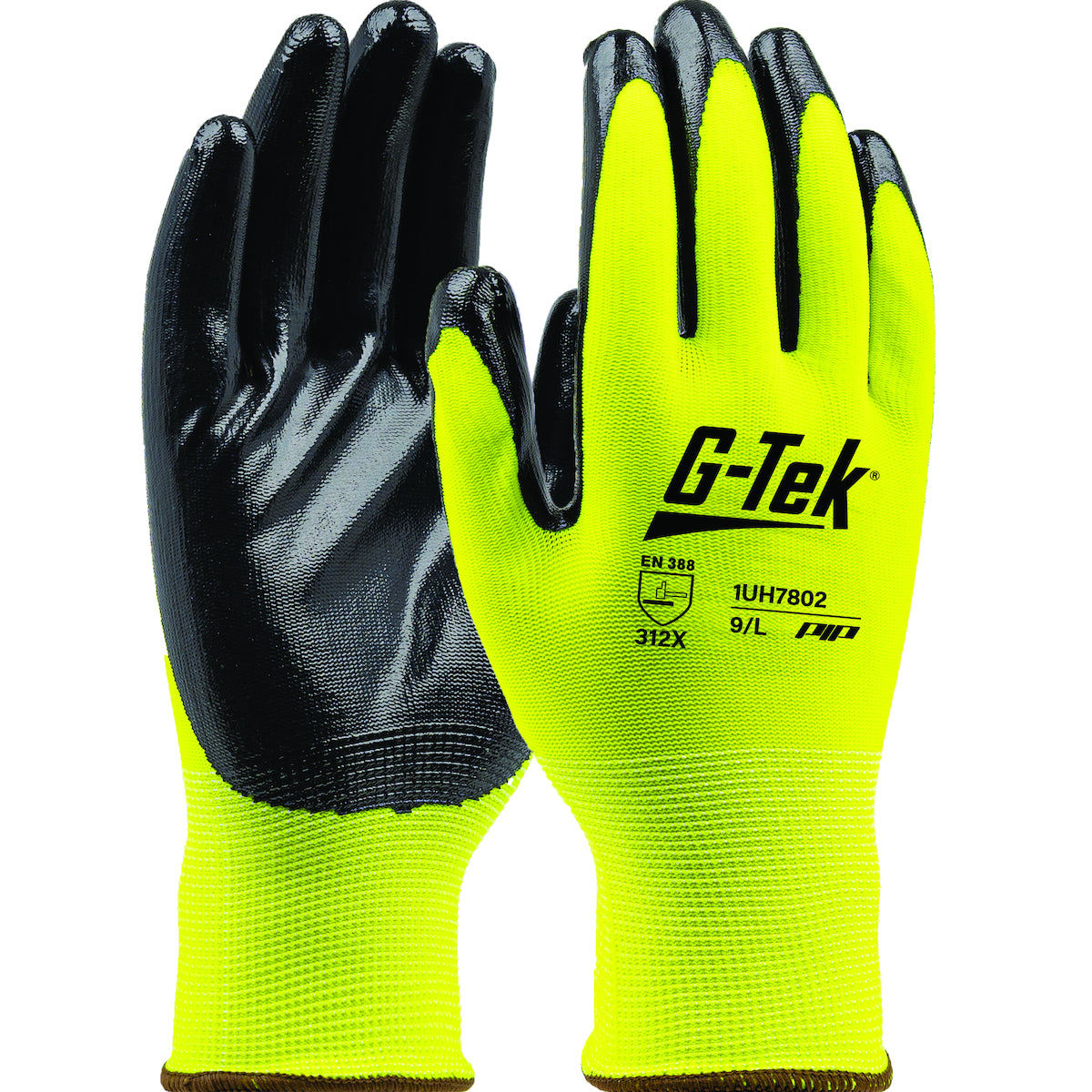 Boss Hi-Vis Seamless Knit Polyester Glove with Nitrile Coated Smooth Grip on Palm &amp; Fingers