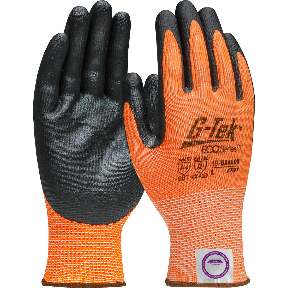 PIP Hi-Vis Seamless Knit Dyneema® Diamond 2.0 Blended Glove with Nitrile Coated Foam Grip on Palm &amp; Fingers