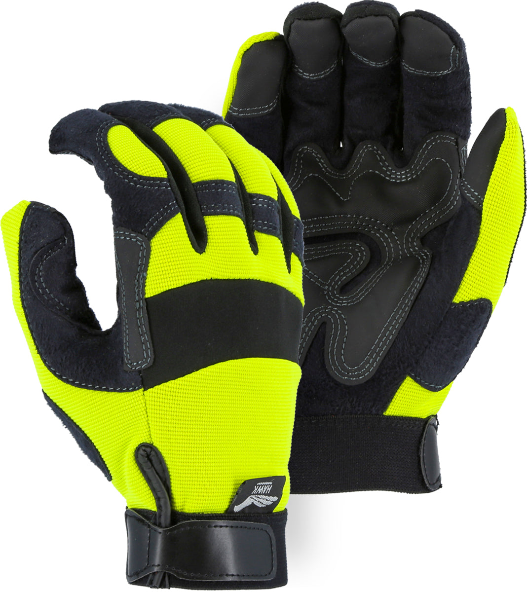 Armor Skin Mechanics Glove with PVC Double Palm and Hi Vis Yellow Knit Back